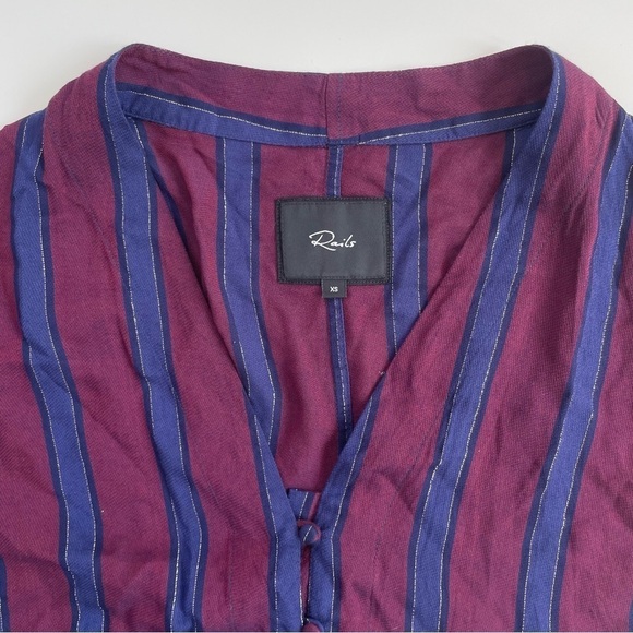 Rails Women's Maroon Burgundy Navy Striped Sloane Blouse Size XS - Picture 5 of 9